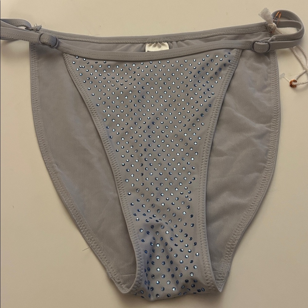 Good American Perfect Fit Bikini Bottoms crystals lavender adjustable large